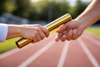 Staffelstab-Übergabe